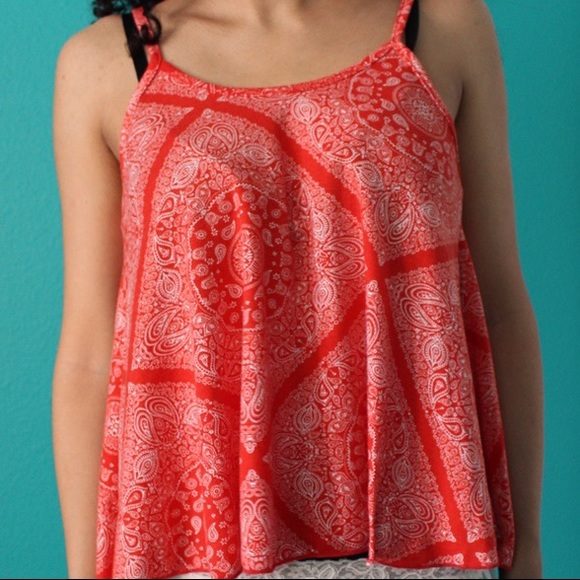 paisley print red tank top - Picture 1 of 5
